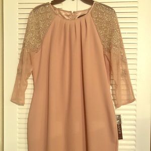 Tahari Sequin Cocktail Dress (blush pink)